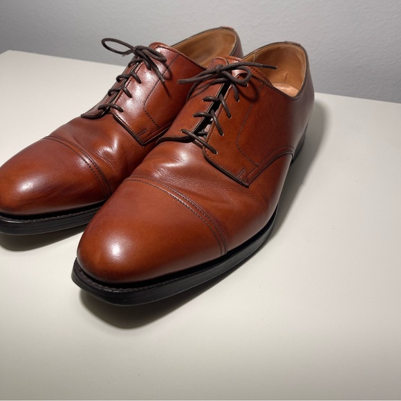 Peal & Co. Medallion Captoe Oxford Leather Shoes - T06585 Brown - US Size 9.5 - Picture 3 of 12